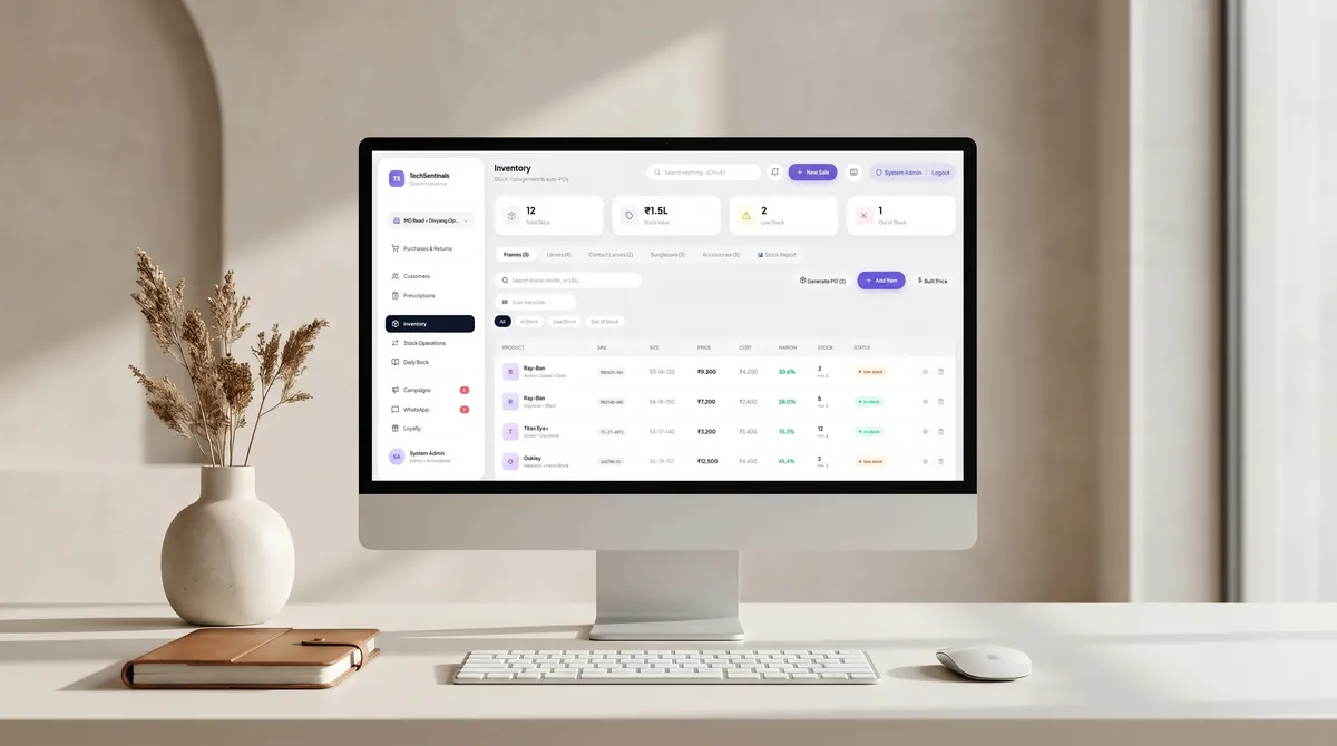 Optical CRM, an operations system for an eyewear retailer, a further screen