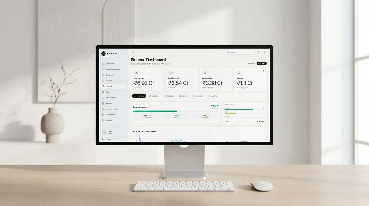 ROTO Tech enterprise software, a further screen